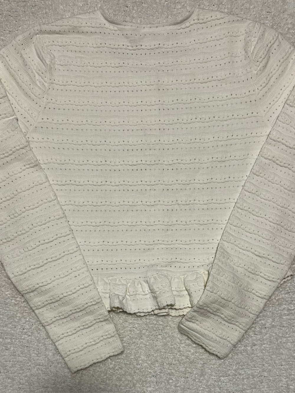 LoveShackFancy White Ruffle-Hem Button Cardigan - Picture 4 of 6